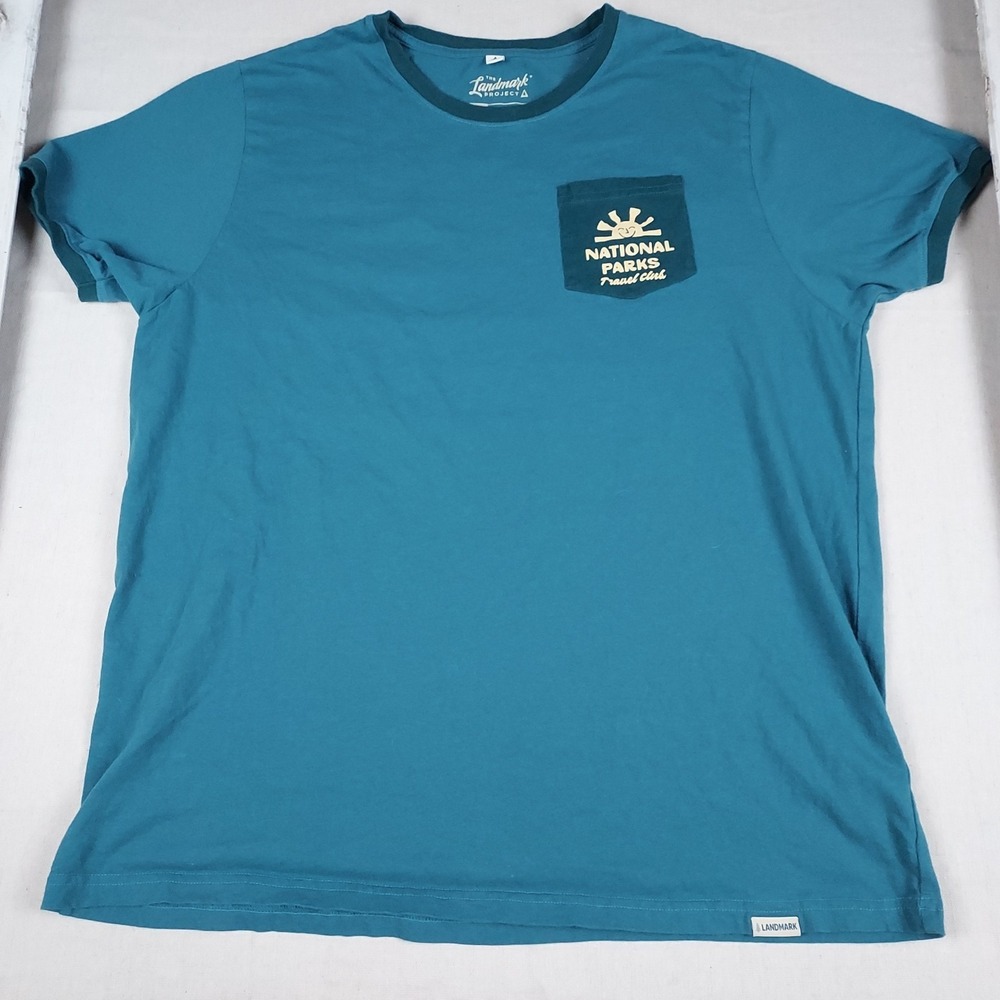 Landmark Project National Parks Travel Club T Shirt Men's XL Blue Green Tee